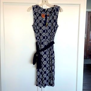 Brand new Tory Burch sleeveless Navy/White dress